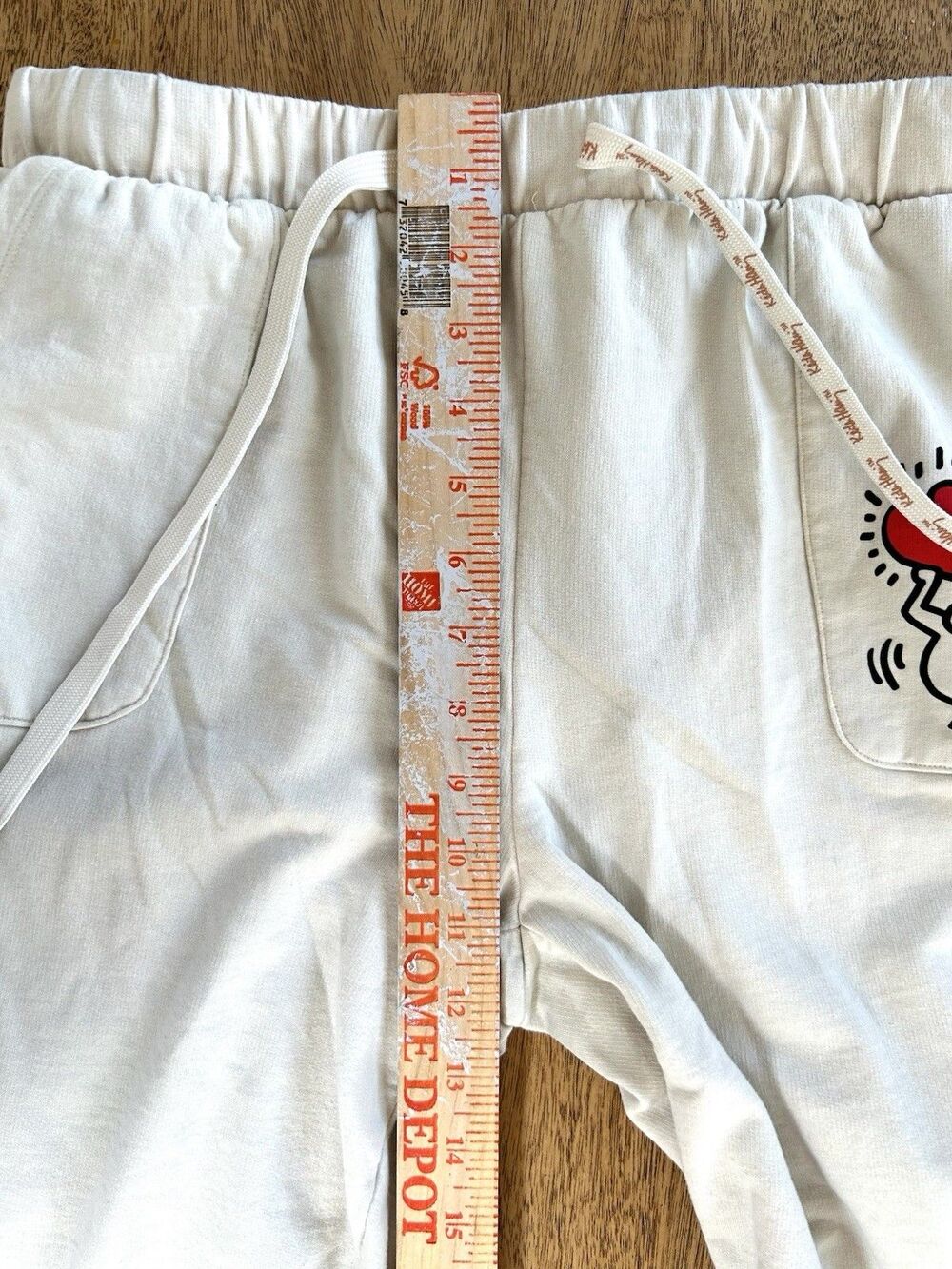 Keith Haring Graphic Jogger Sweatpants Cream Drawstring Art Print Size M - Picture 5 of 9